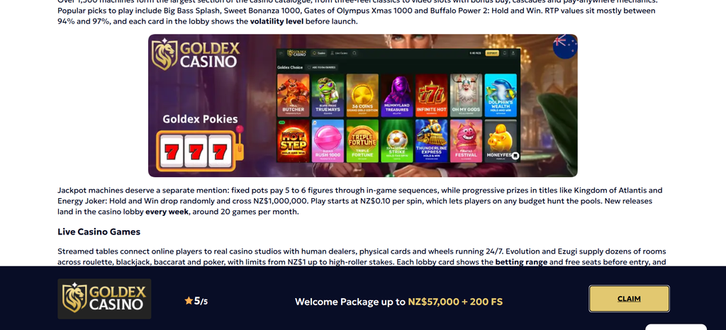 Goldex Casino and its pair of eligible titles